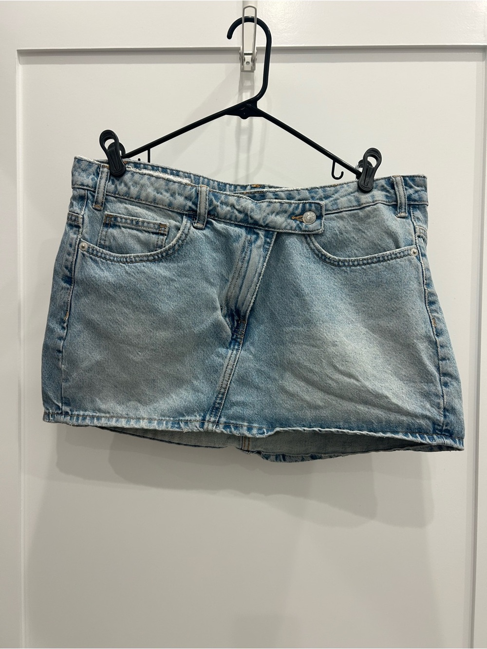 Zara Light Blue Distressed Denim Skirt
